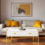 Table basse moderne moderne avec 4 tiroirs et base dorée-1775928807