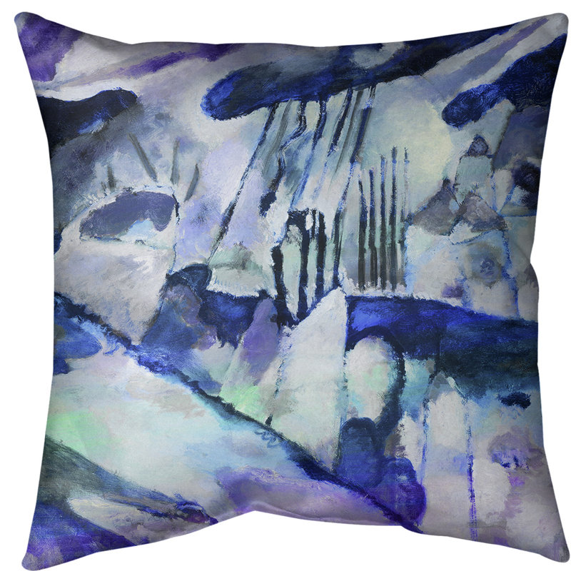 Oreiller avec coussin de pluie paysage, Bleu, Polyester sergé