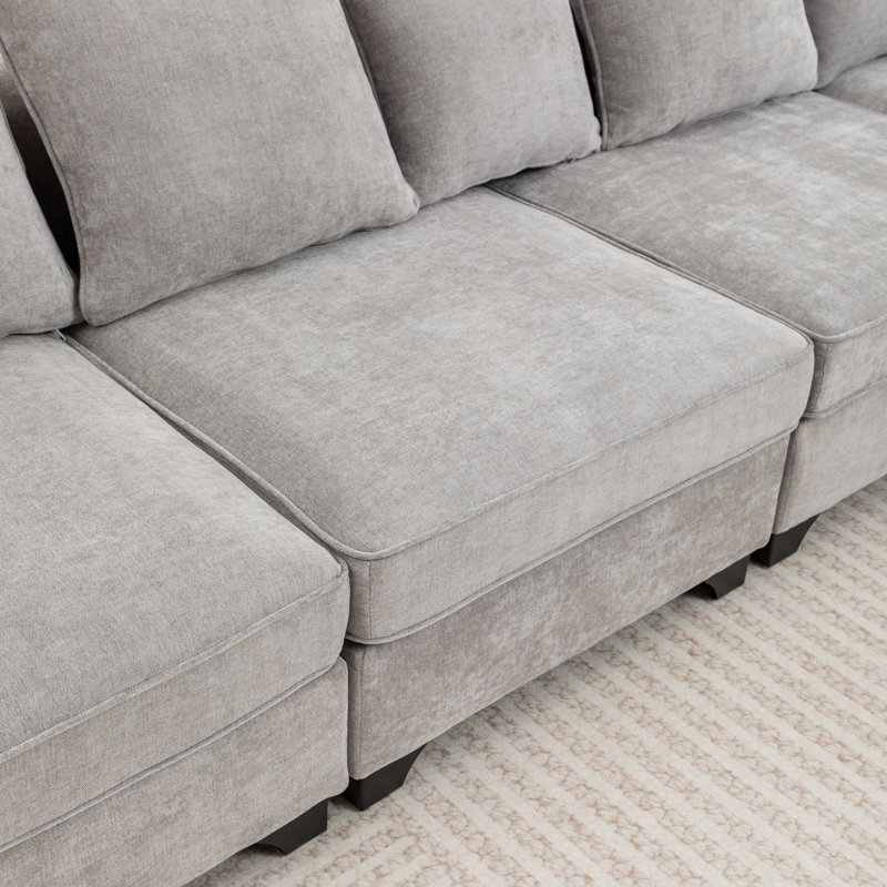 Bennett 6-Piece L-Shaped Sectional Sofa, Gray Chenille