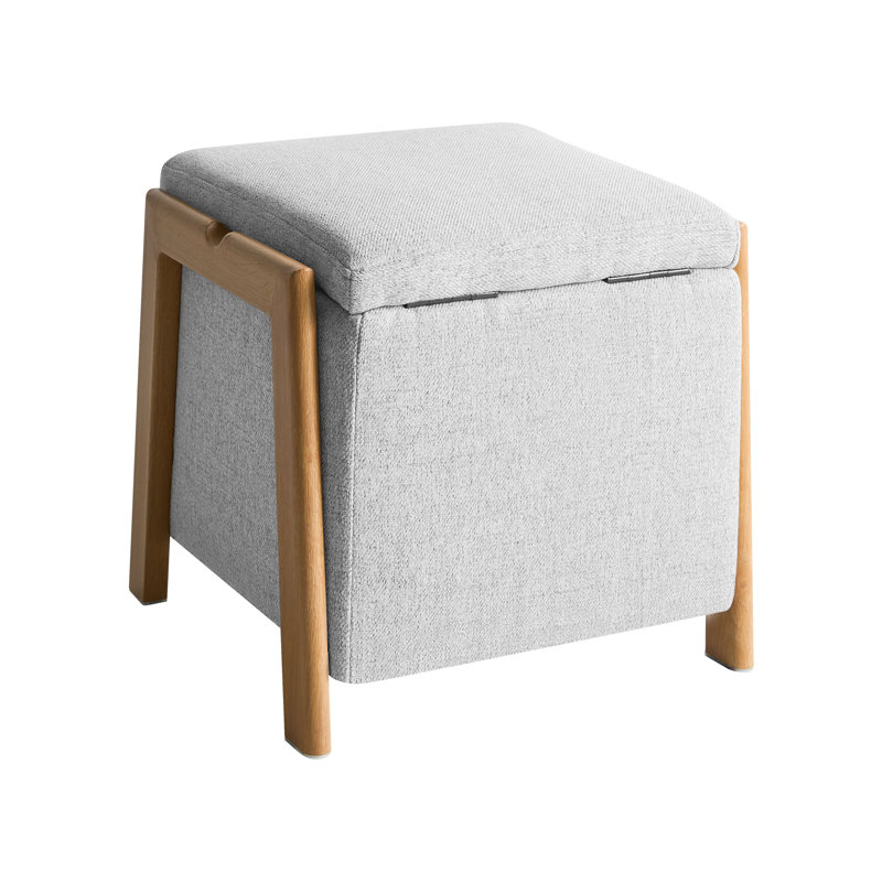 45cm Wide Square Solid Colour Pouffe Ottoman with Storage, Light Grey