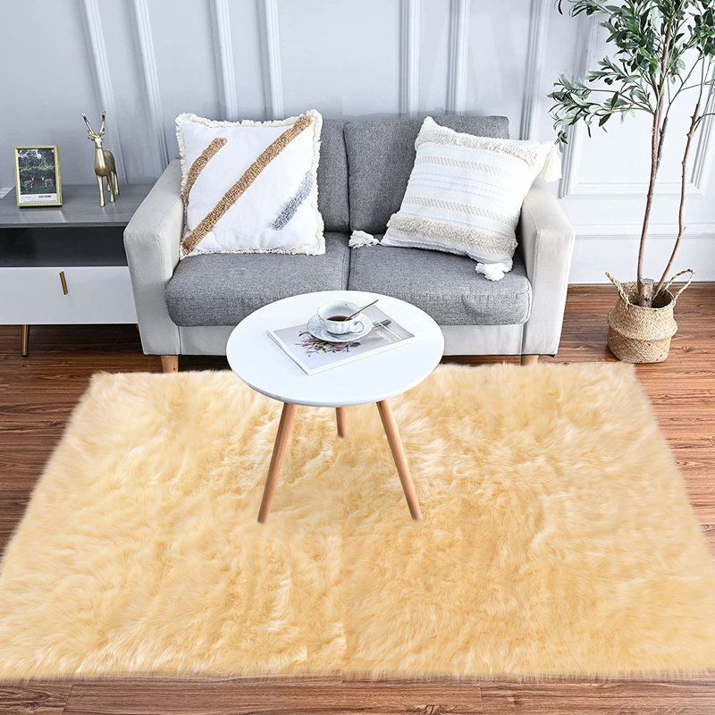 Chastyn Faux Sheepskin Indoor Rug, Rectangle 5' x 8'