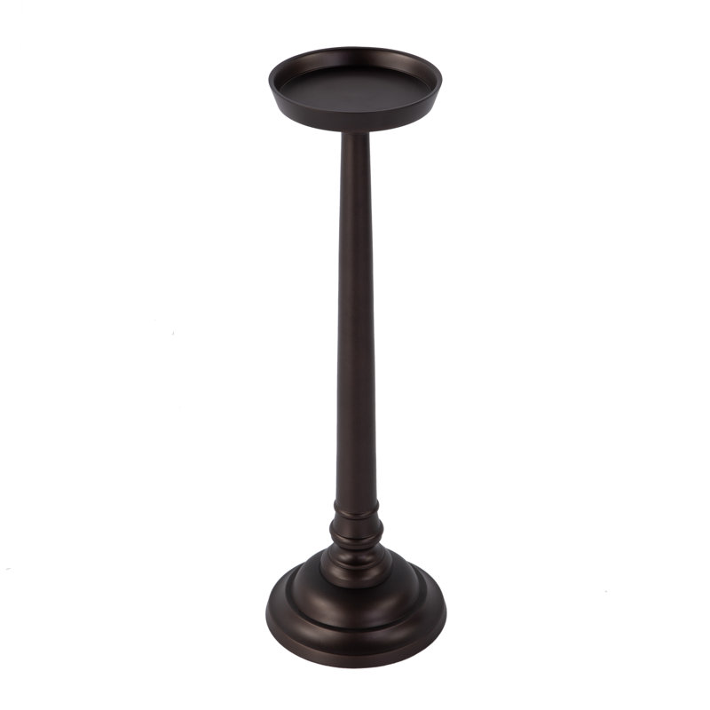 Tilly 7 in. W Round All Metal Pedestal Base End Table, Bronze