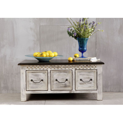 Castle-Antik Solid Wood Solid Wood Block Coffee Table with Storage