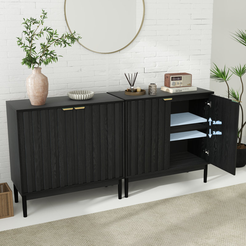 31"Sideboard with Adjustable Shelves(Set of 2), Black