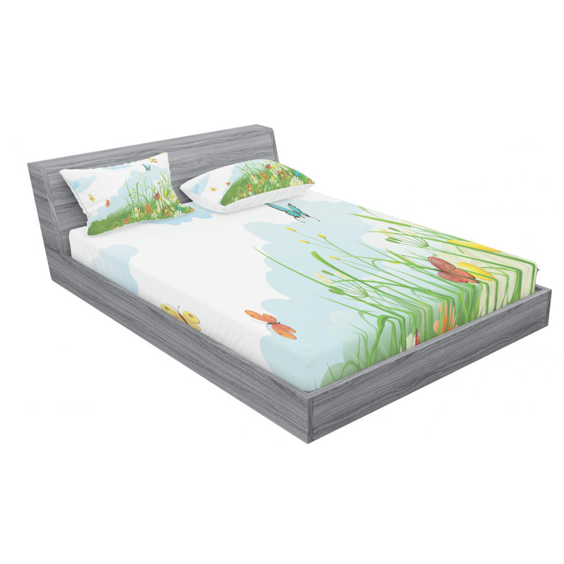 Ensemble de draps herbe, Ensemble de drap pour grand lit avec drap-housse