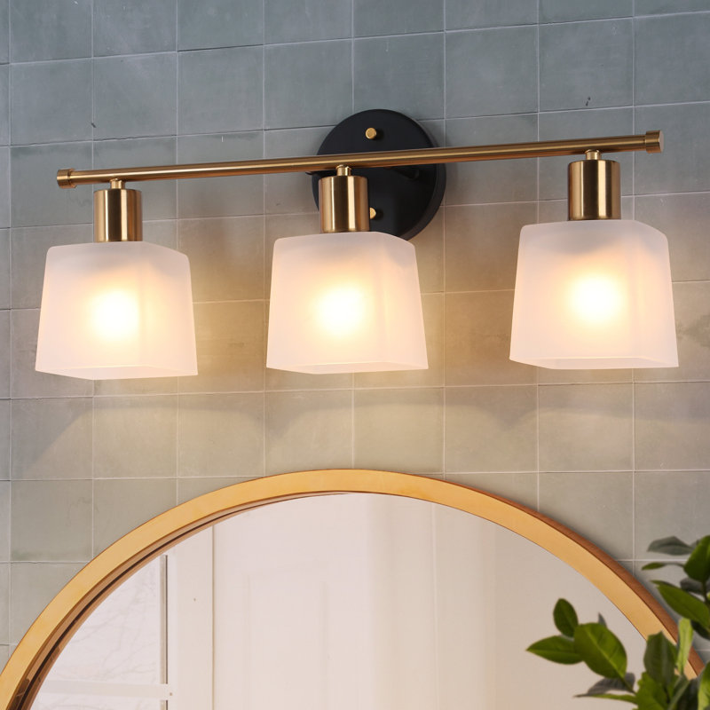 Éclairage pour meuble-lavabo à 3 lumières en laiton poli à intensité variable