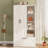 Wooden Wardrobe With 4 Open Storage Shelves, 70.87" Utility Storage Cabinet Armoire