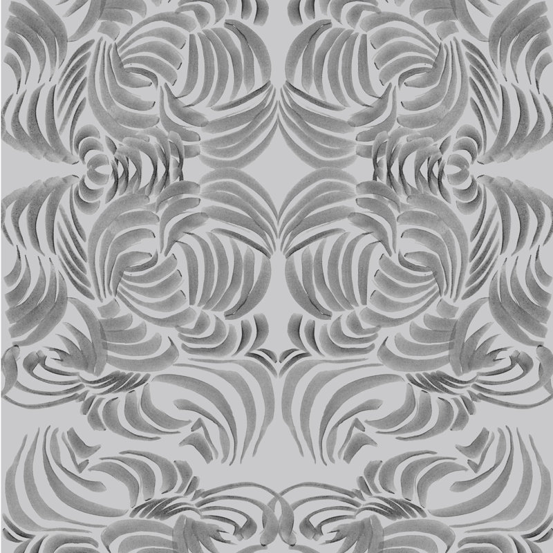 Abra Flora 10' L x 24" W Wallpaper Roll, Silver, Faux Grasscloth, Non-pasted
