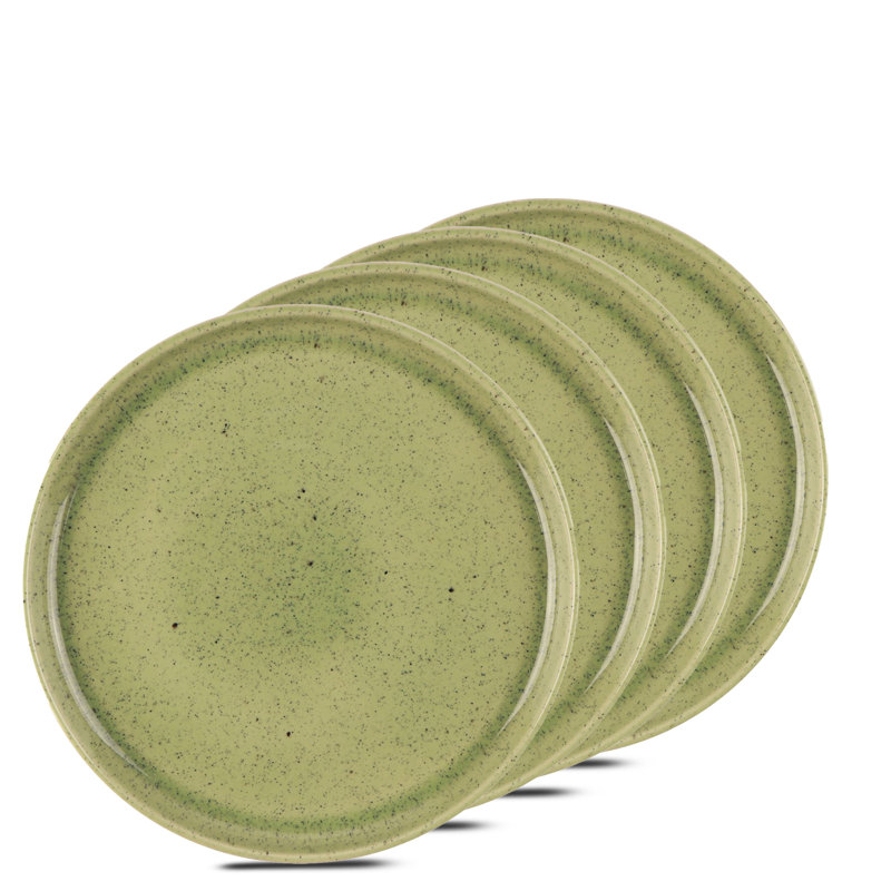 Assiette à salade en grès Uno Speckle, Vert