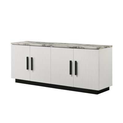 Console avec plateau en faux marbre blanc
