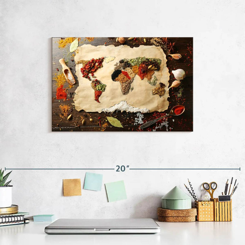 Impression «World Map», impression sur toile, H 12 po x l 8 po x P 1 po