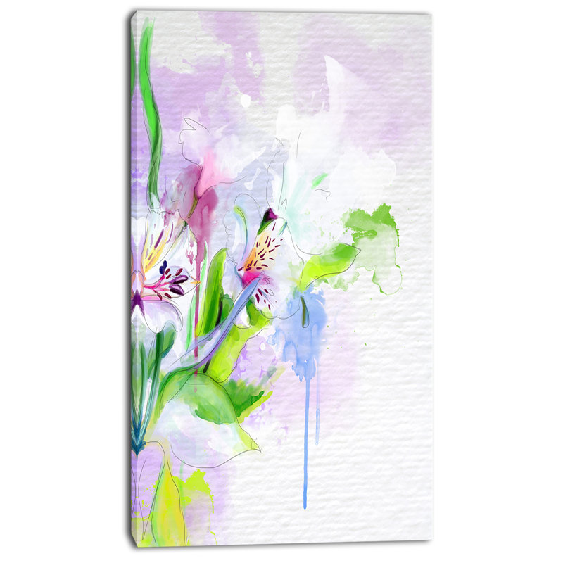 « belle floral esquisse aquarelle », reproduction d’art sur toile tendue, H 32 po x l 16 po x P 1 po