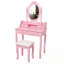 Coiffeuse de maquillage avec miroir, tabouret rembourré et 4 tiroirs-1147914938