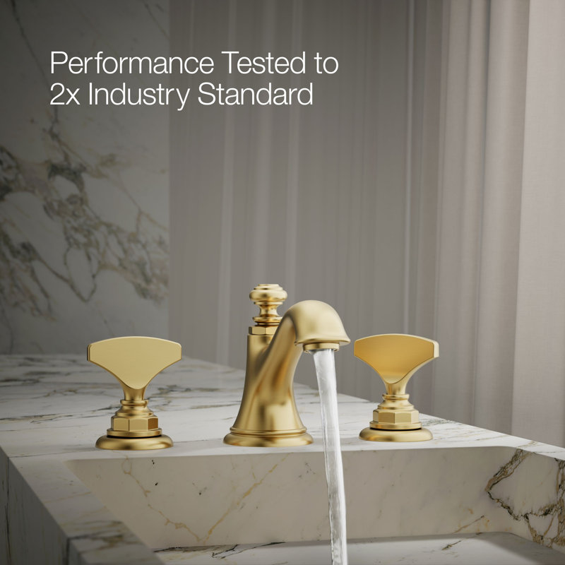 Artifacts Widespread Bathroom Sink Faucet Handles, Vibrant Brushed Moderne Brass