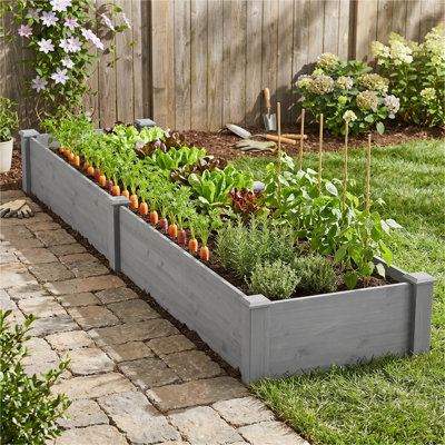 Lit de jardin surélevé au-dessus du sol 96 x 28 x 10 po, grande boîte à fleurs pour un assemblage extérieur sans outil