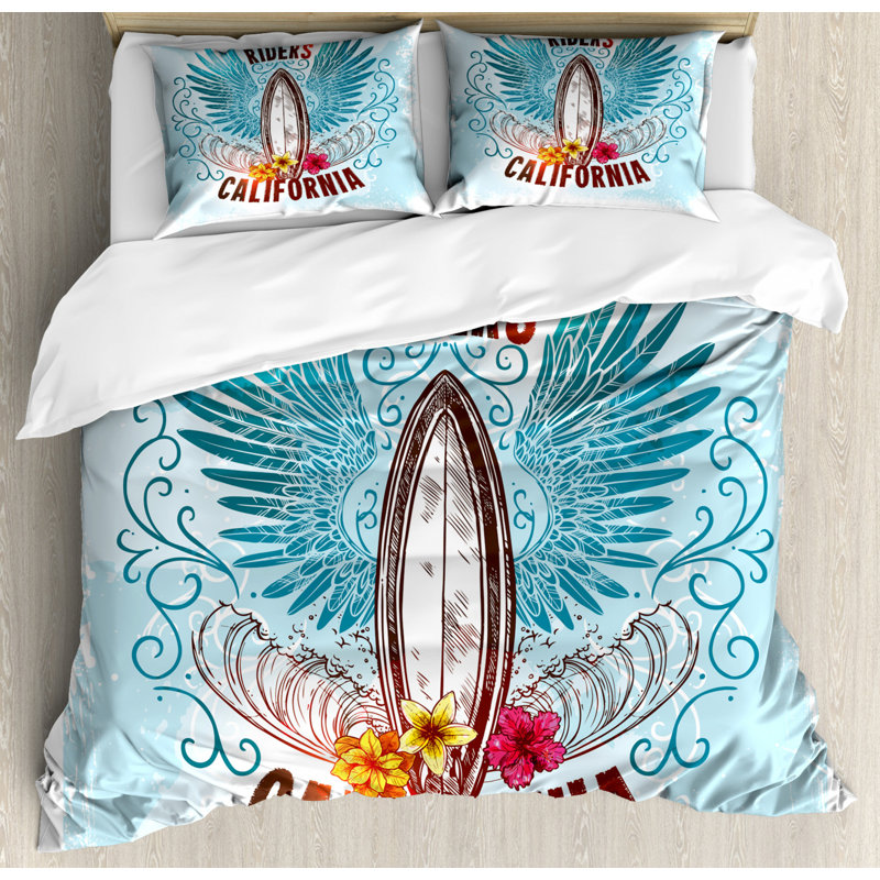 Ensemble de housse de couette surf, Housse de couette grand et 2 taies décoratives