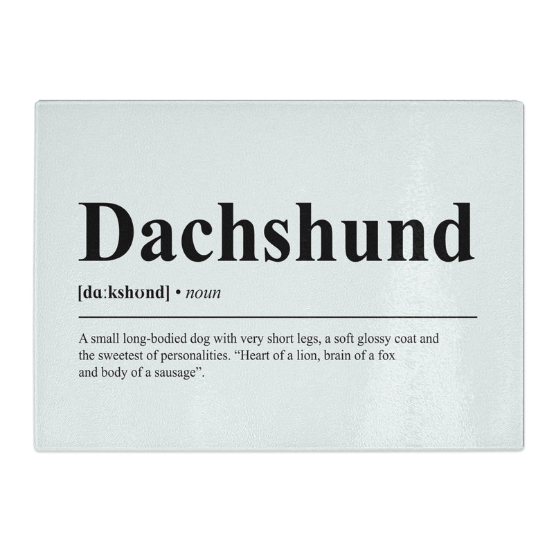 Dictionary Dachshund Typography Chopping Board, 0.4cm H x 28.5cm W x 39cm L