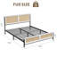 Structure de lit Boho avec tête et pied de lit en rotin naturel, lit plateforme en bois sans sommier-1820083245-1820083246