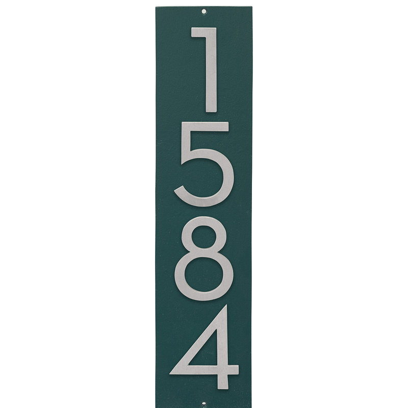 Plaque d’adresse murale flottante linéaire, Vert forêt, Argent