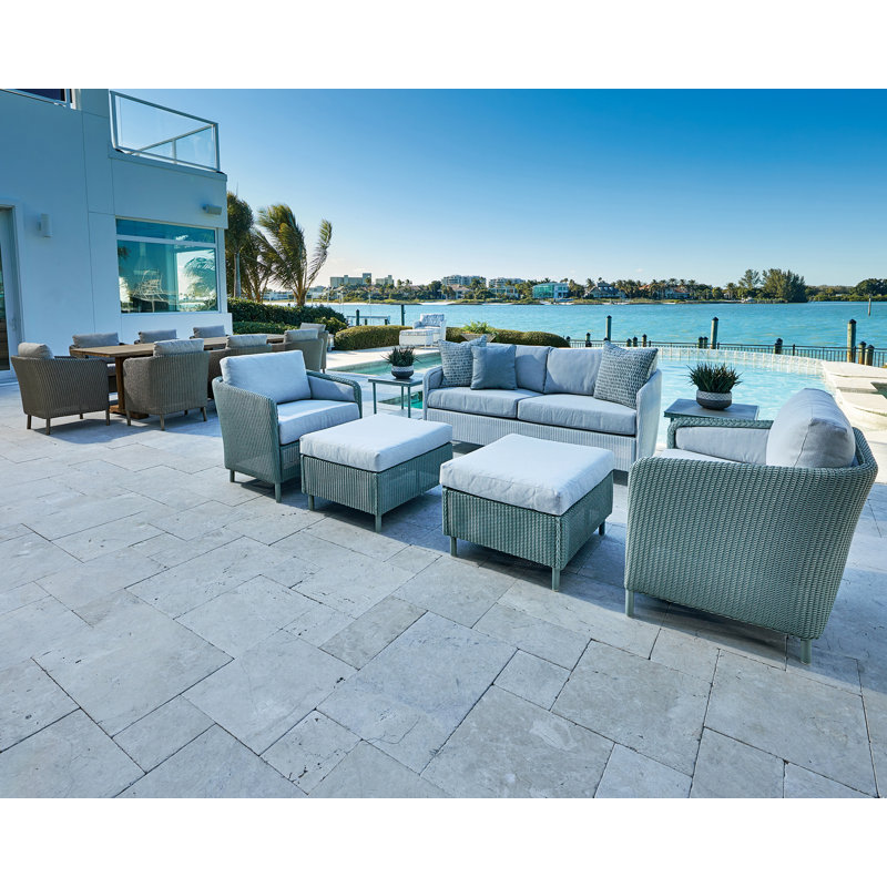 Visions Outdoor Ottoman, Canvas Natural, Hickory