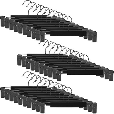 30 Pack Pants Hangers 12 Inch Skirt Hangers with Adjustable Non-Slip Clips Anti-Rust Hanging Hook 360 Degree Swivel Hook for Closet Use and Hanging Bottoms Such as Skirts Pants Jeans