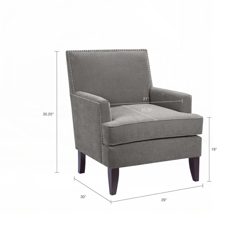 Chaise rembourrée en polyester avec 4 pieds, Gris