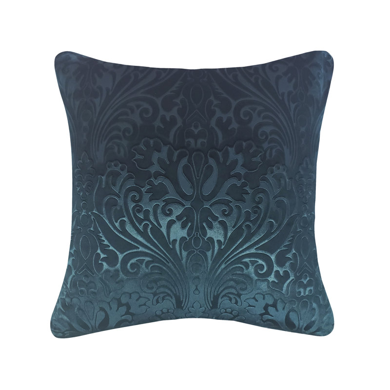 Edie@Home Embossed Decorative Velvet Throw Pillow, Teal