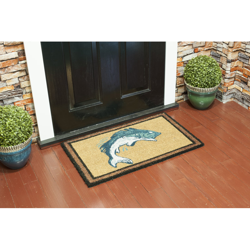 Tapis de porte d’extérieur anti-dérapant 30" x 18" bass fish pvc Moana