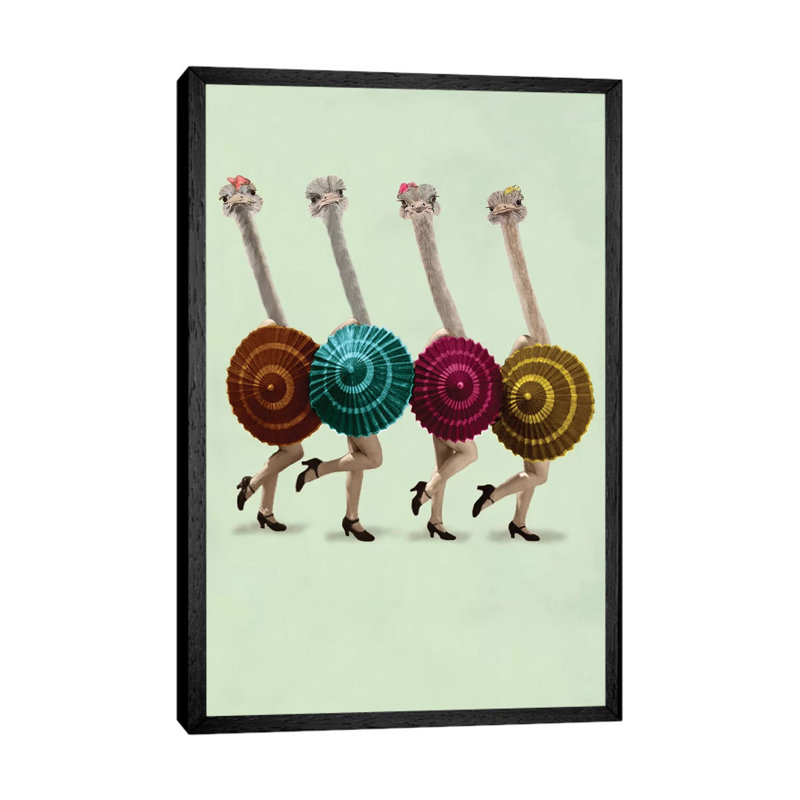 Dancing Ostriches by Coco De Paris - Floater Frame Gallery-Wrapped Canvas Giclée on Canvas, 66.04 cm H x 45.72 cm W