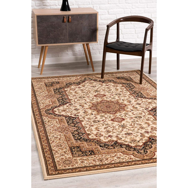 Tapis crème / brun Valerie, 5 pi 3 po x 7 pi 5 po