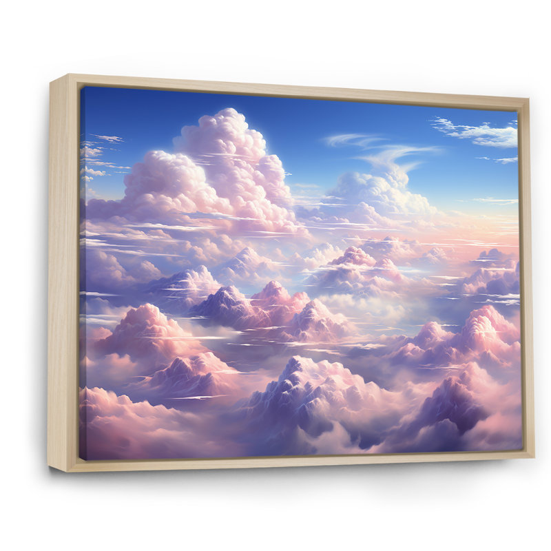 Kawaii Landscape Clouds I sur impression sur toile, H 34 po x l 44 po x P 1,5 po, Cadre naturel flottant