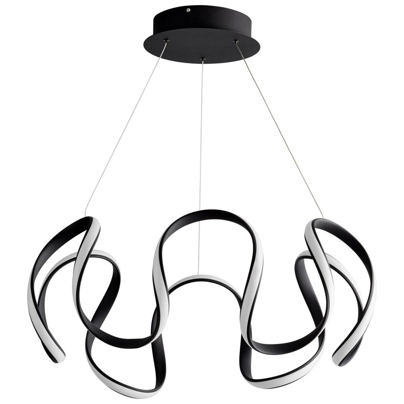 Lustre géométrique unique à 1 lumière Amarveer, H 107,5 po x l 28 po x P 28 po, Noir