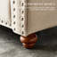 Chaise de salon confortable en tissu beige et bois à assise haute en mousse haute densité avec pieds