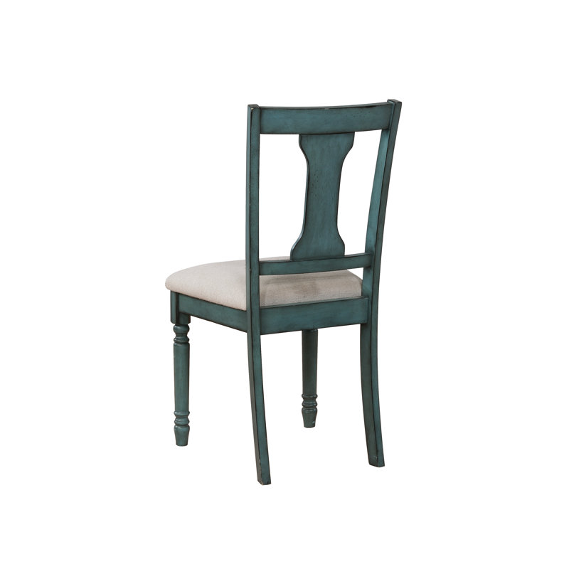 Io 6-Piece Two Toned Wood and Upholstered Dining Set, Teal