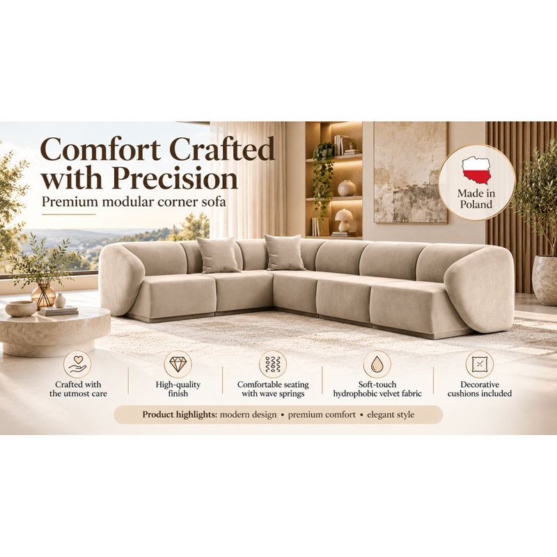 5 Seater Velvet Sectional