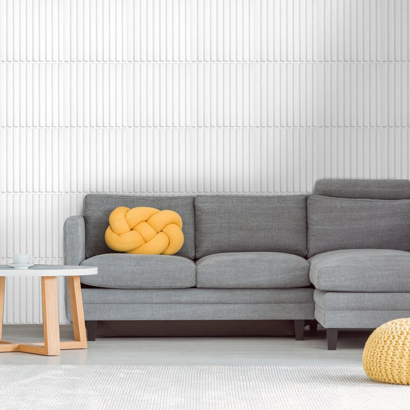 Panneau mural 3D 19,7 po x 19,7 po pour décor moderne, Blanc