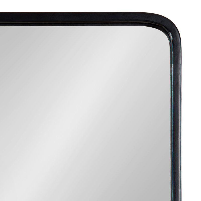 Shoults Metal Rectangle Mirror with Shelves, Black