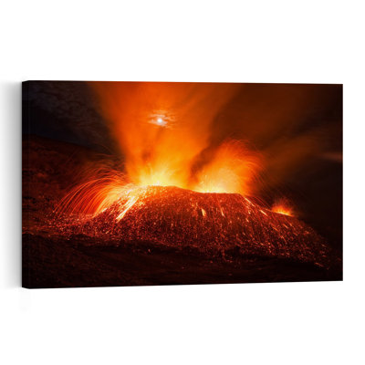 Fiery Volcanic Eruption Dramatic Abstract Contemporary Mountain Nature Wall Art Print