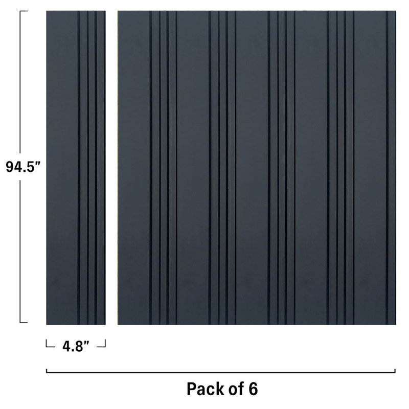 Panneaux muraux 3D Concord | Panneaux de faux bois | Imperméable | 94,5 po x 4,8 po chacun | 17,5 pieds carrés, Noir