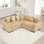 Canapé modulaire surdimensionné surdimensionné en nuage, canapé modulaire convertible avec accoudoirs très larges à assise profonde, 10 coussins décoratifs en velours côtelé de qualité supérieure, conception ergonomique, assemblage facile, pour les salons, chameau