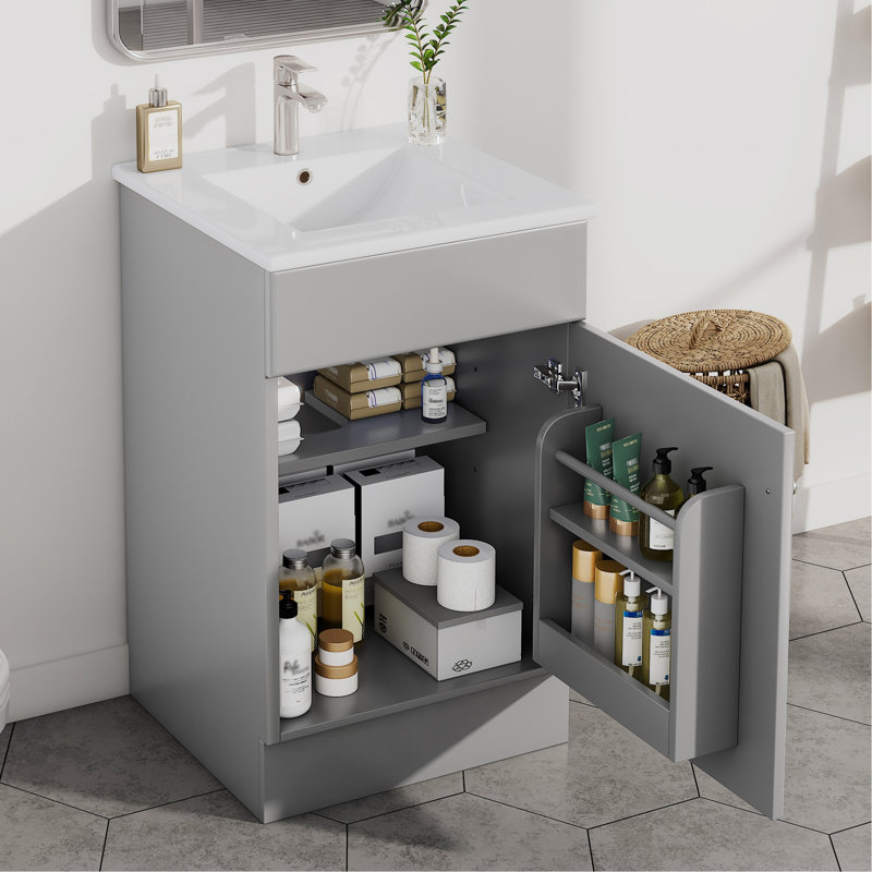 Meuble-lavabo de 20 po avec lavabo, meuble-lavabo avec tablette de porte et tablette réglable