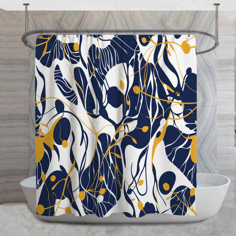 Rideau de douche à motif floral, H 83 po x l 70 po