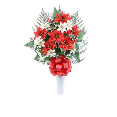 Silk Poinsettia Arrangement in Vase
