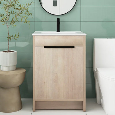 24'' Single Bathroom Vanity with Ceramic Top