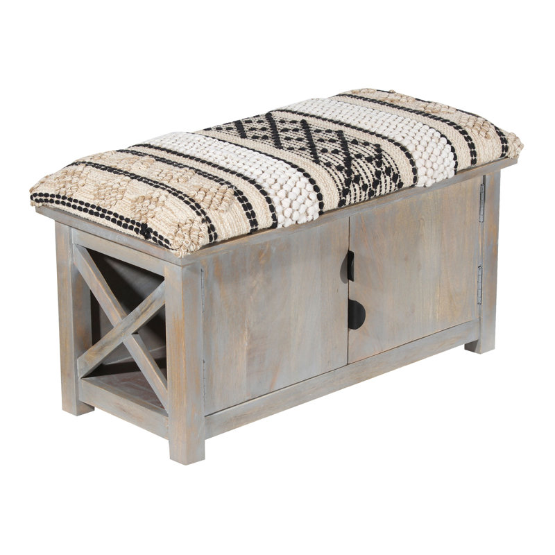 Burçin Cotton Upholstered Storage Bench