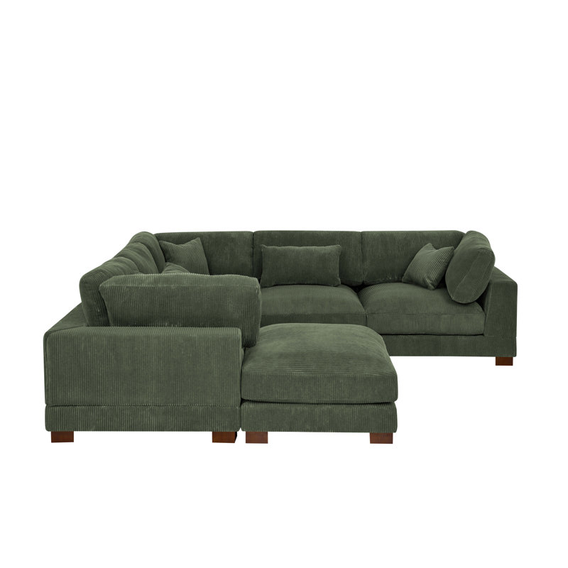 Middale Modular Sectional, Dark Green Corduroy