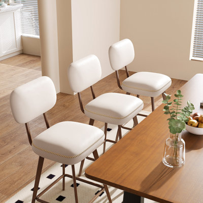 Upholstered Swivel Bar Stools with Metal Frame