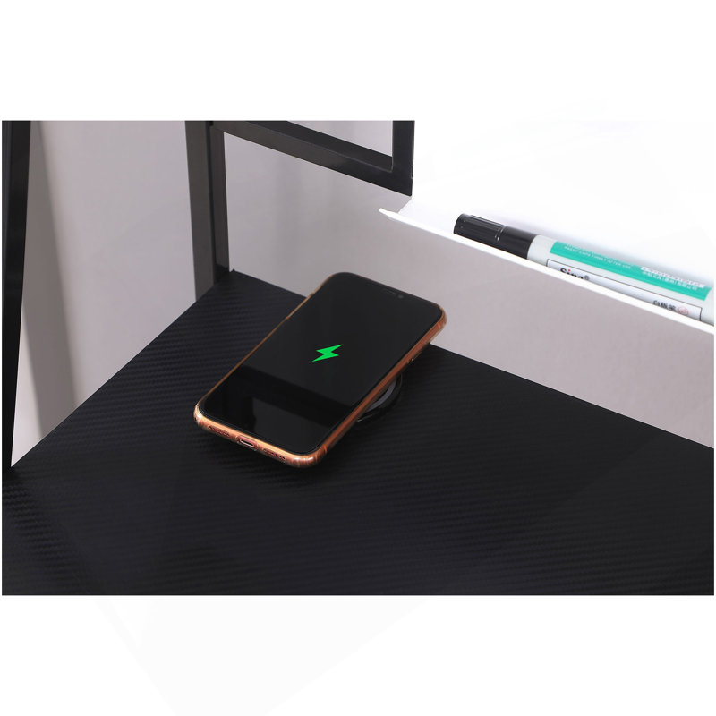 Bureau d'écriture Darby noir et bronze avec ports USB
