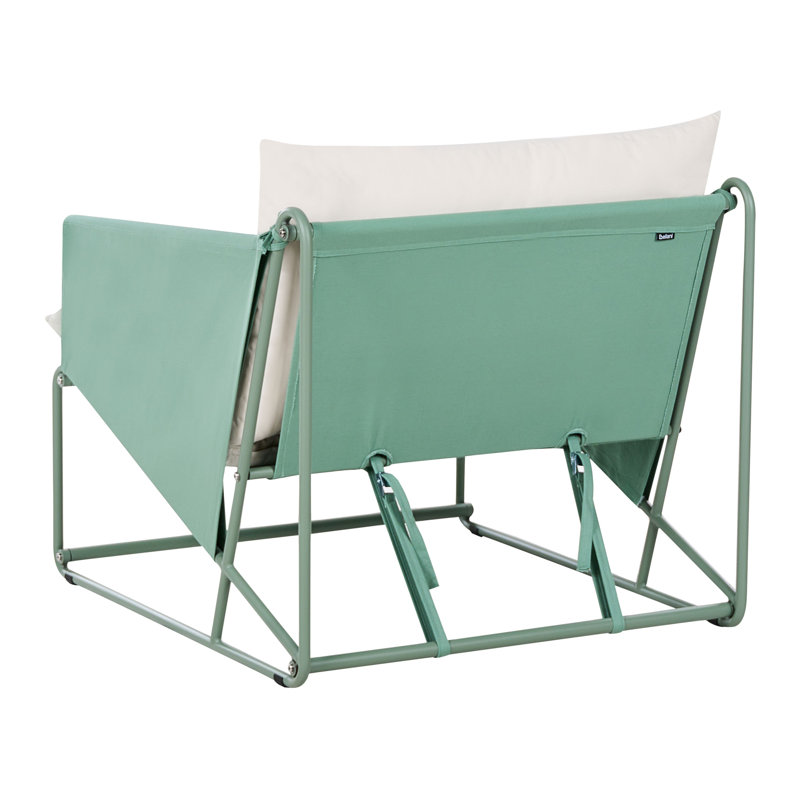 Garden Sofa Set 3 Seater Sundos Metal Green, Beige/Green