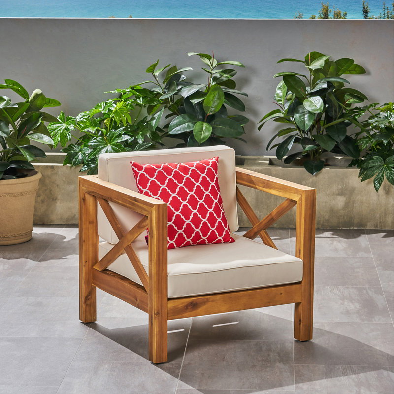 Fauteuil club Brava, Naturel, Crème, crème